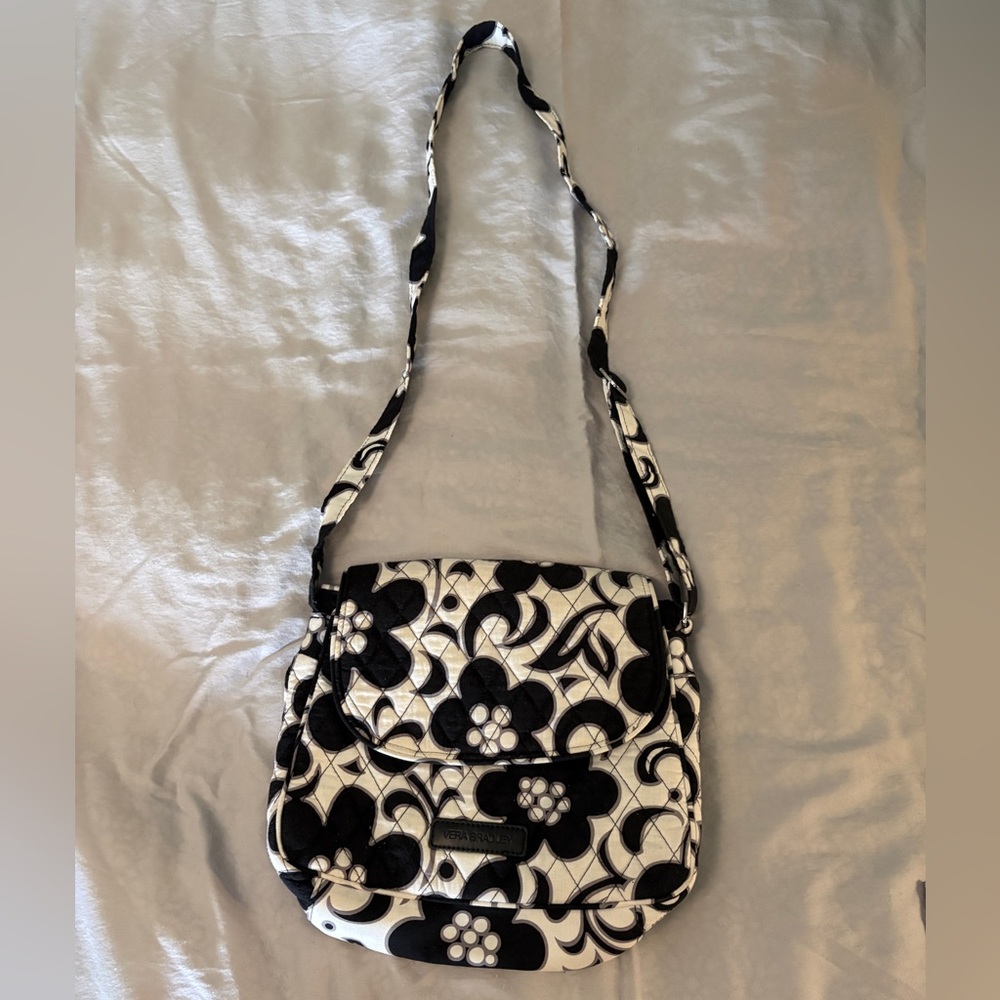 Vera Bradley “Night & Day” Black & White Floral Flap Crossbody